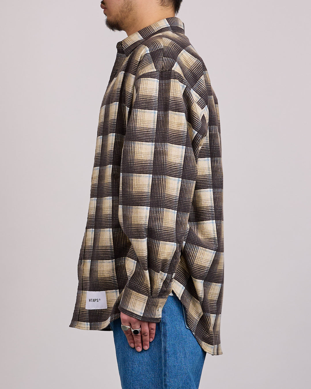 WTAPS TXT 02 LS Cotton Flannel Textile Button Shirt Black