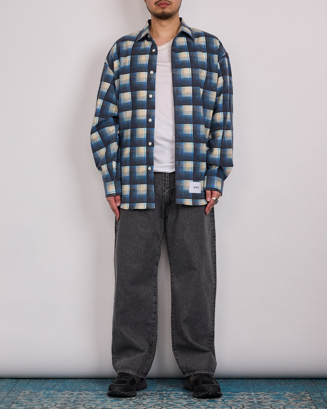 WTAPS TXT 02 LS Cotton Flannel Textile Button Shirt Blue
