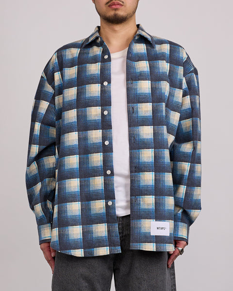 WTAPS TXT 02 LS Cotton Flannel Textile Button Shirt Blue – LESS 17