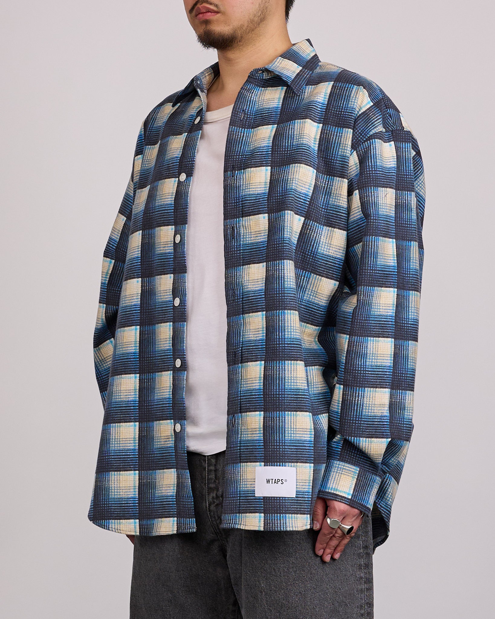 WTAPS TXT 02 LS Cotton Flannel Textile Button Shirt Blue – LESS 17