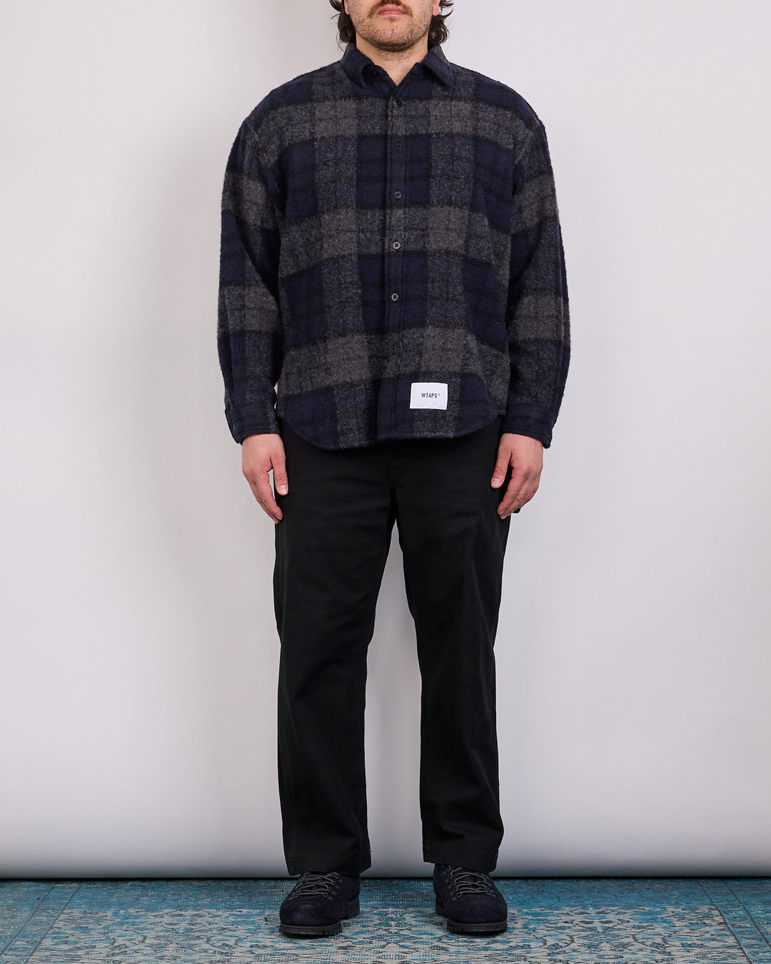 WTAPS TXT 02 WONY Tweed Textile Button Shirt Charcoal