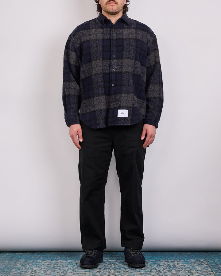 WTAPS TXT 02 WONY Tweed Textile Button Shirt Charcoal