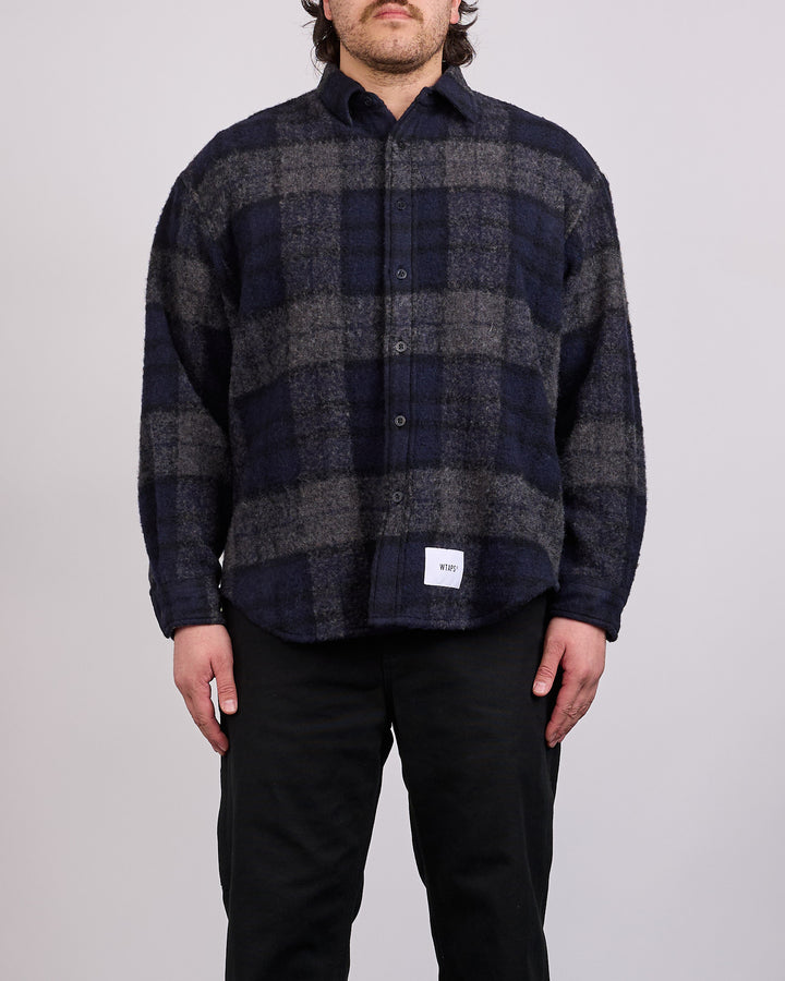 WTAPS TXT 02 WONY Tweed Textile Button Shirt Charcoal