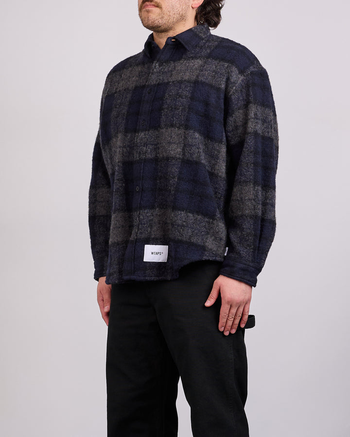 WTAPS TXT 02 WONY Tweed Textile Button Shirt Charcoal
