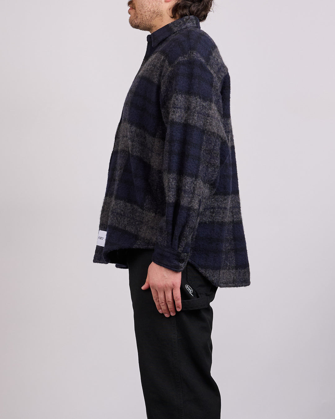 WTAPS TXT 02 WONY Tweed Textile Button Shirt Charcoal