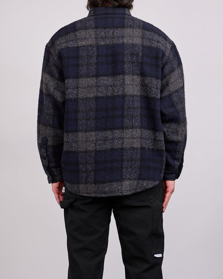 WTAPS TXT 02 WONY Tweed Textile Button Shirt Charcoal