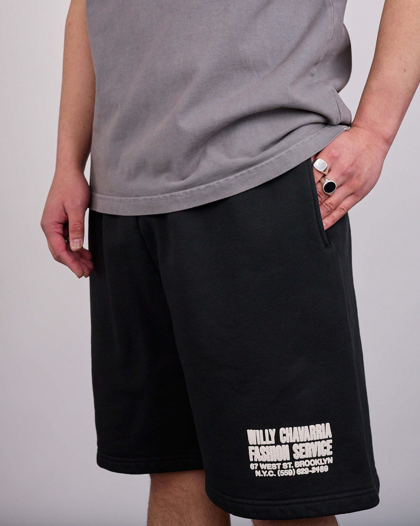 Willy Chavarria Fashion Services Buffalo Sweatshort Black – LESS 17