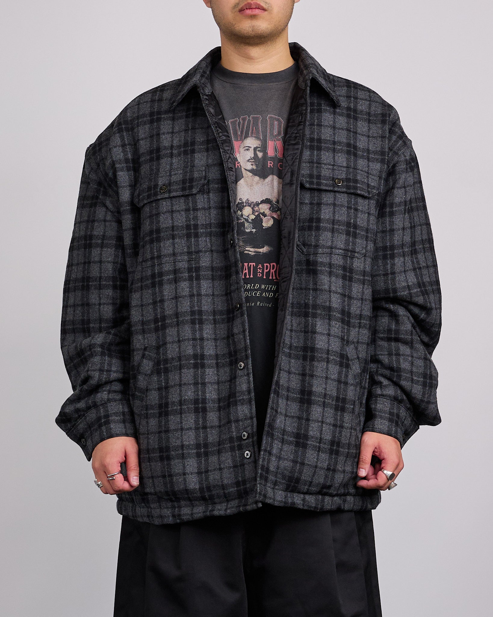 Willy Chavarria Quilted Overshirt Jacket Charcoal – LESS 17