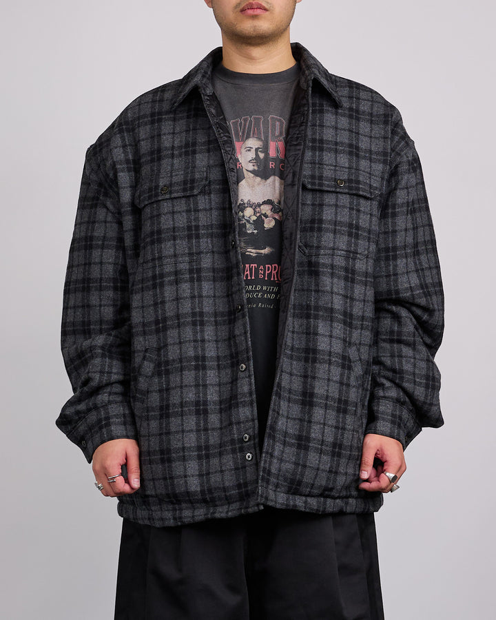 Willy Chavarria Quilted Overshirt Jacket Charcoal