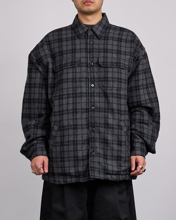 Willy Chavarria Quilted Overshirt Jacket Charcoal