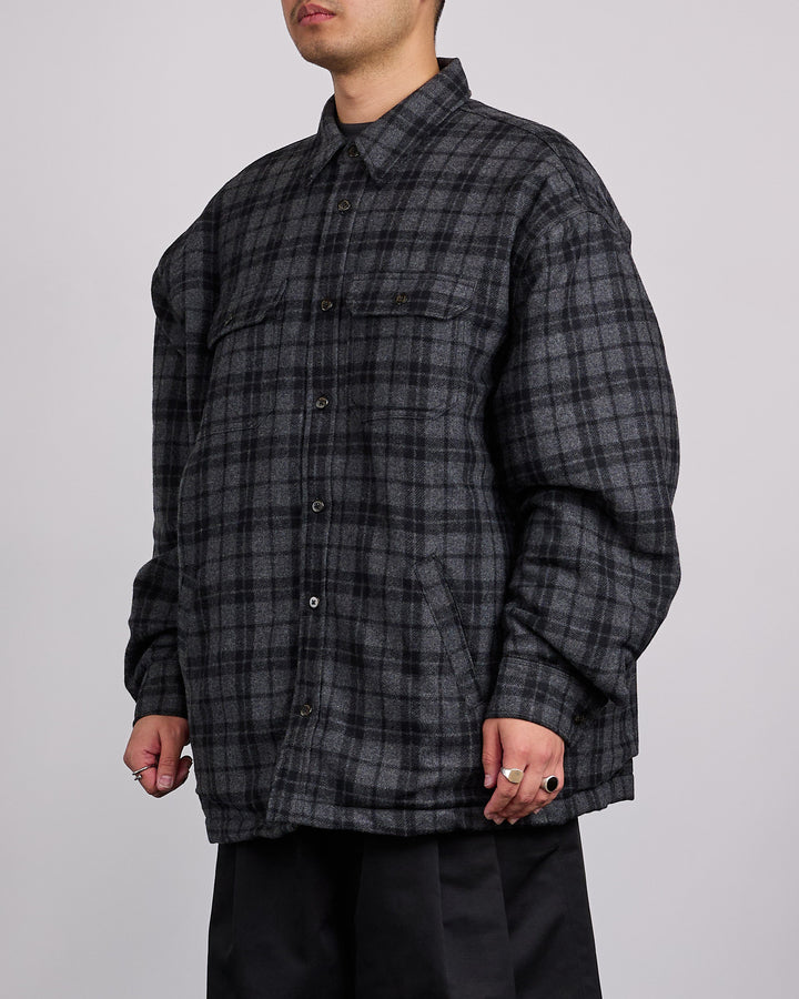 Willy Chavarria Quilted Overshirt Jacket Charcoal