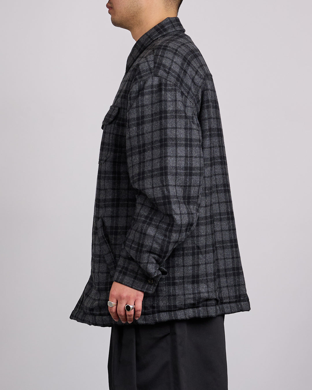Willy Chavarria Quilted Overshirt Jacket Charcoal