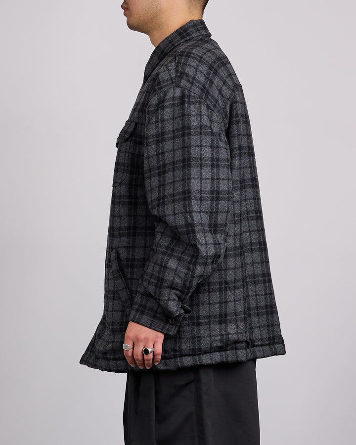 Willy Chavarria Quilted Overshirt Jacket Charcoal