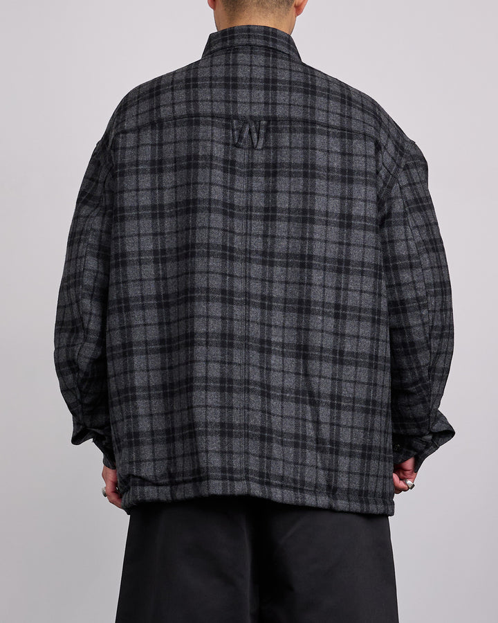 Willy Chavarria Quilted Overshirt Jacket Charcoal