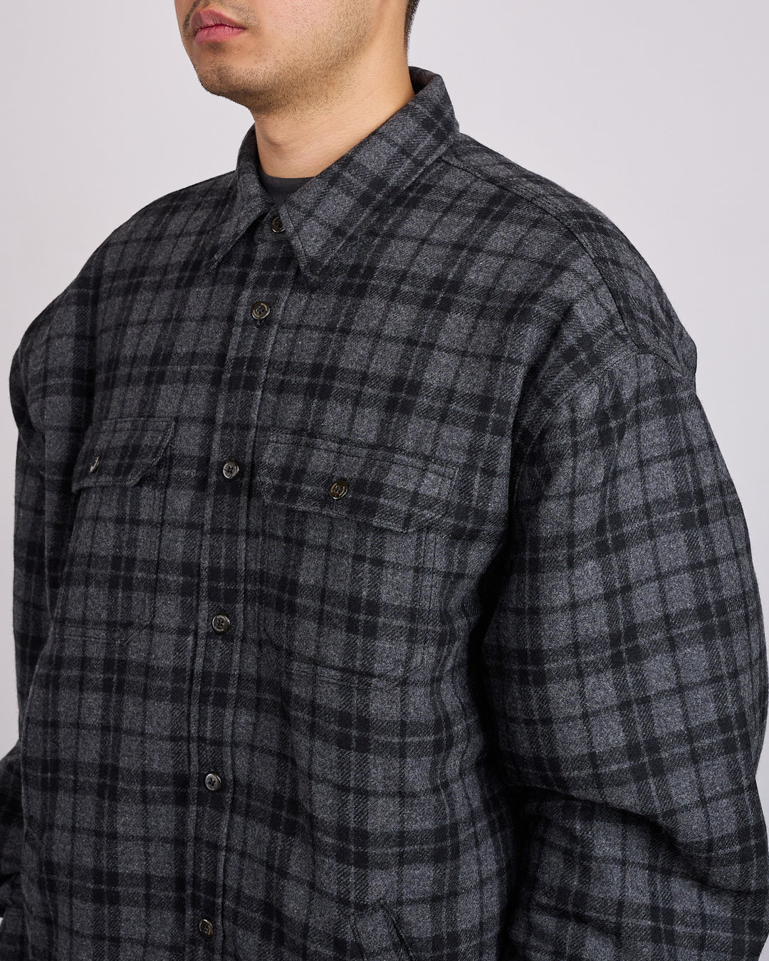 Willy Chavarria Quilted Overshirt Jacket Charcoal