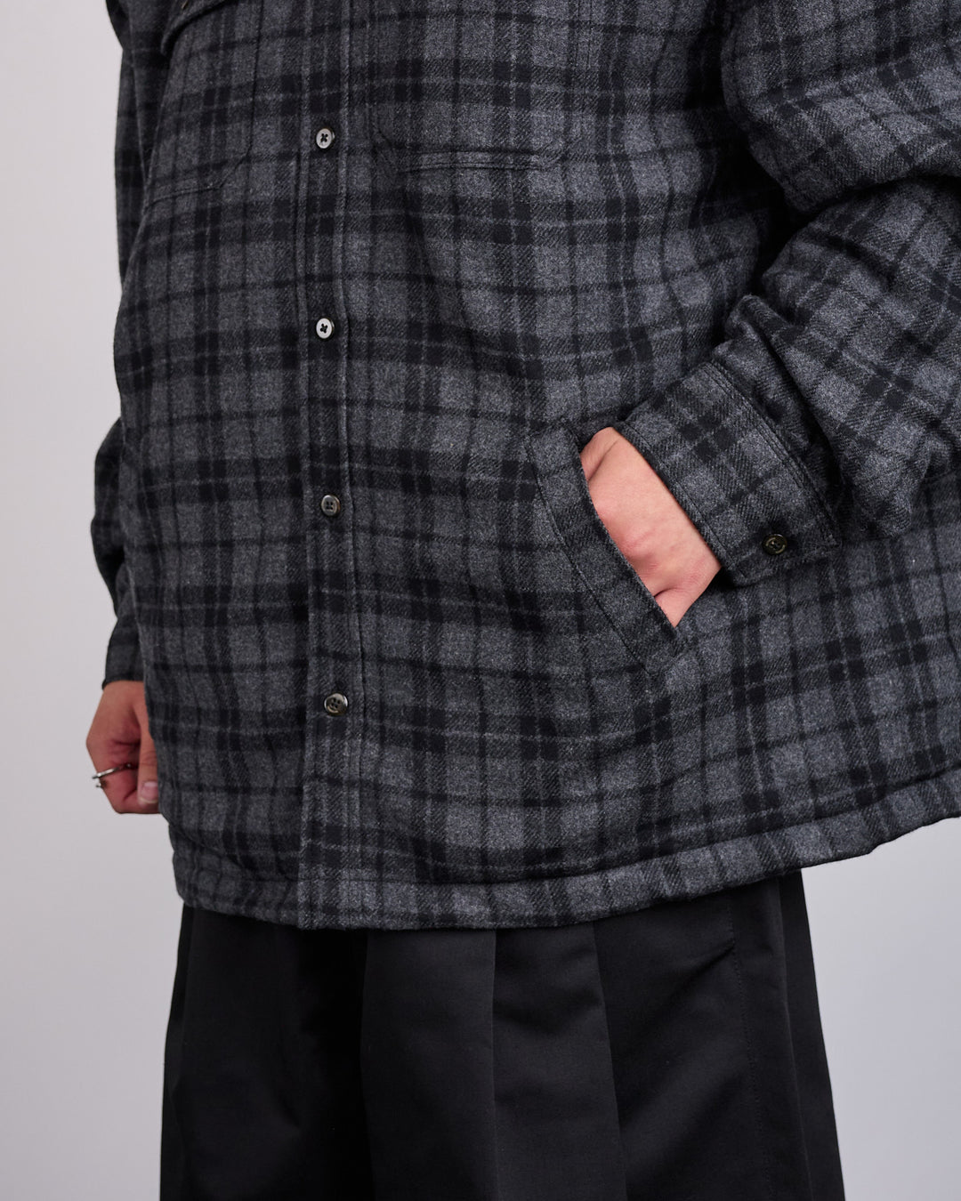 Willy Chavarria Quilted Overshirt Jacket Charcoal
