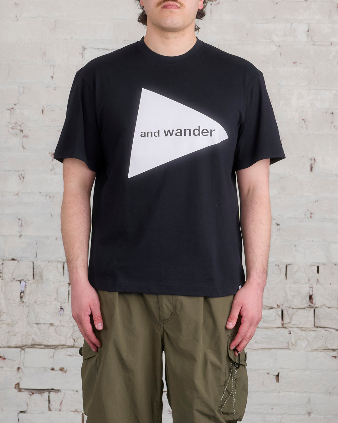 and wander Big Logo Printed T-Shirt Black
