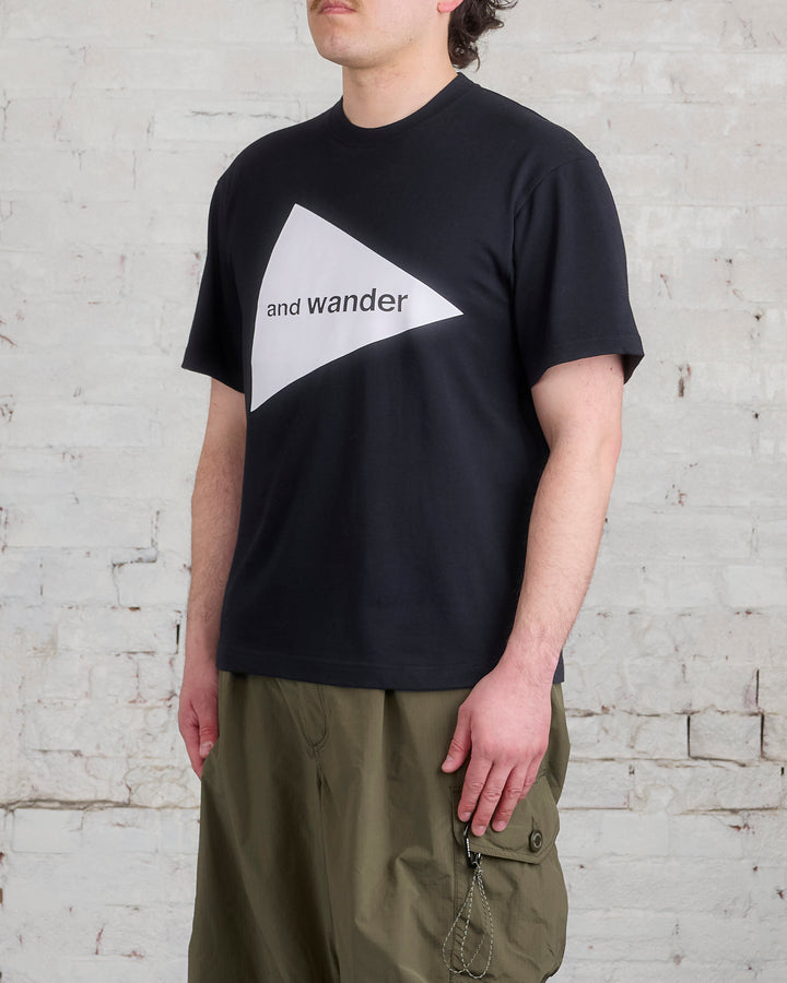 and wander Big Logo Printed T-Shirt Black