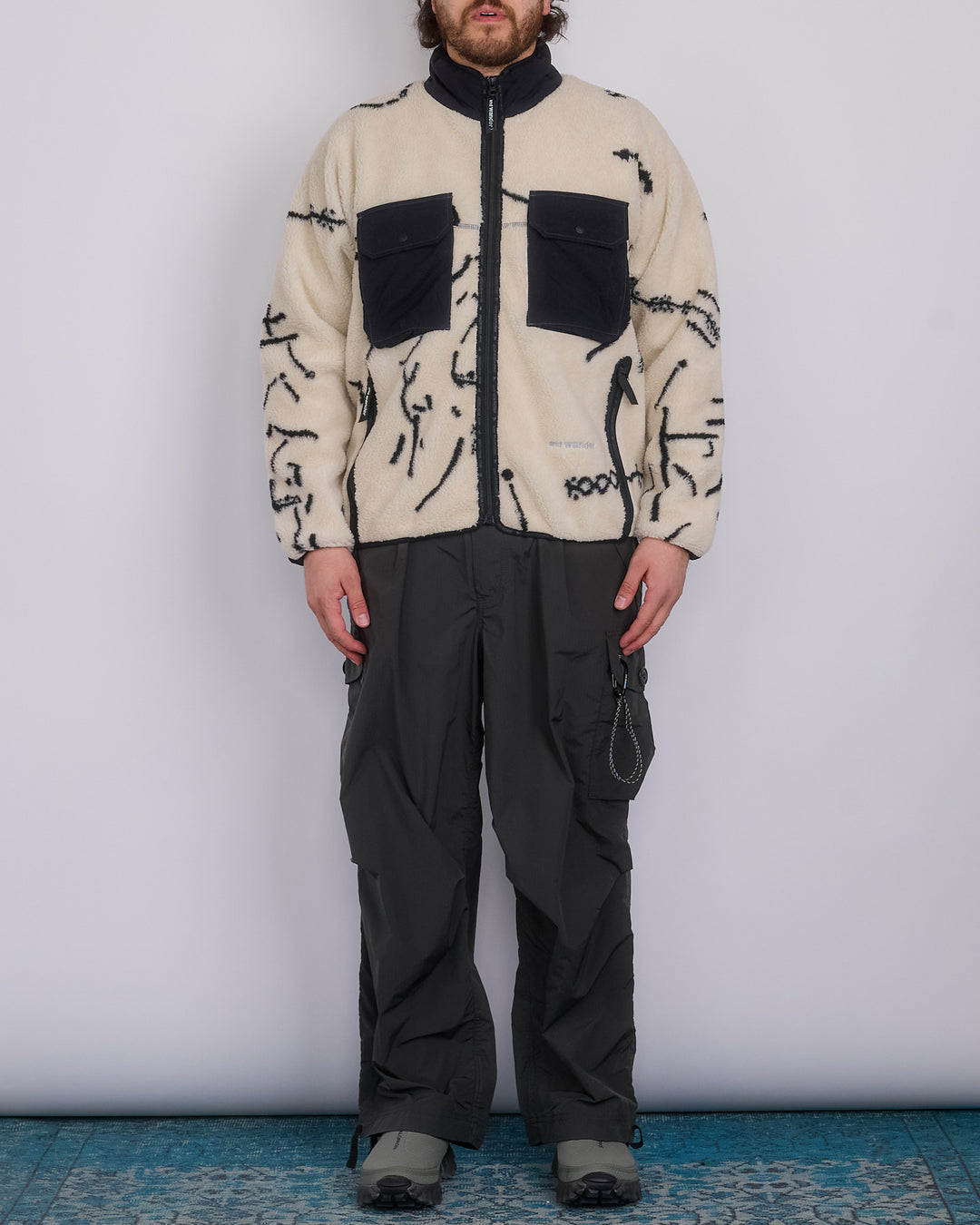 and wander Daijiro OHARA Map Key Boa Jacket Off White