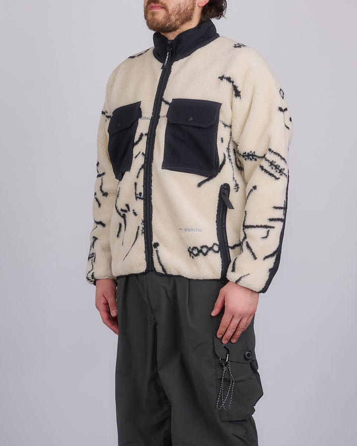 and wander Daijiro OHARA Map Key Boa Jacket Off White