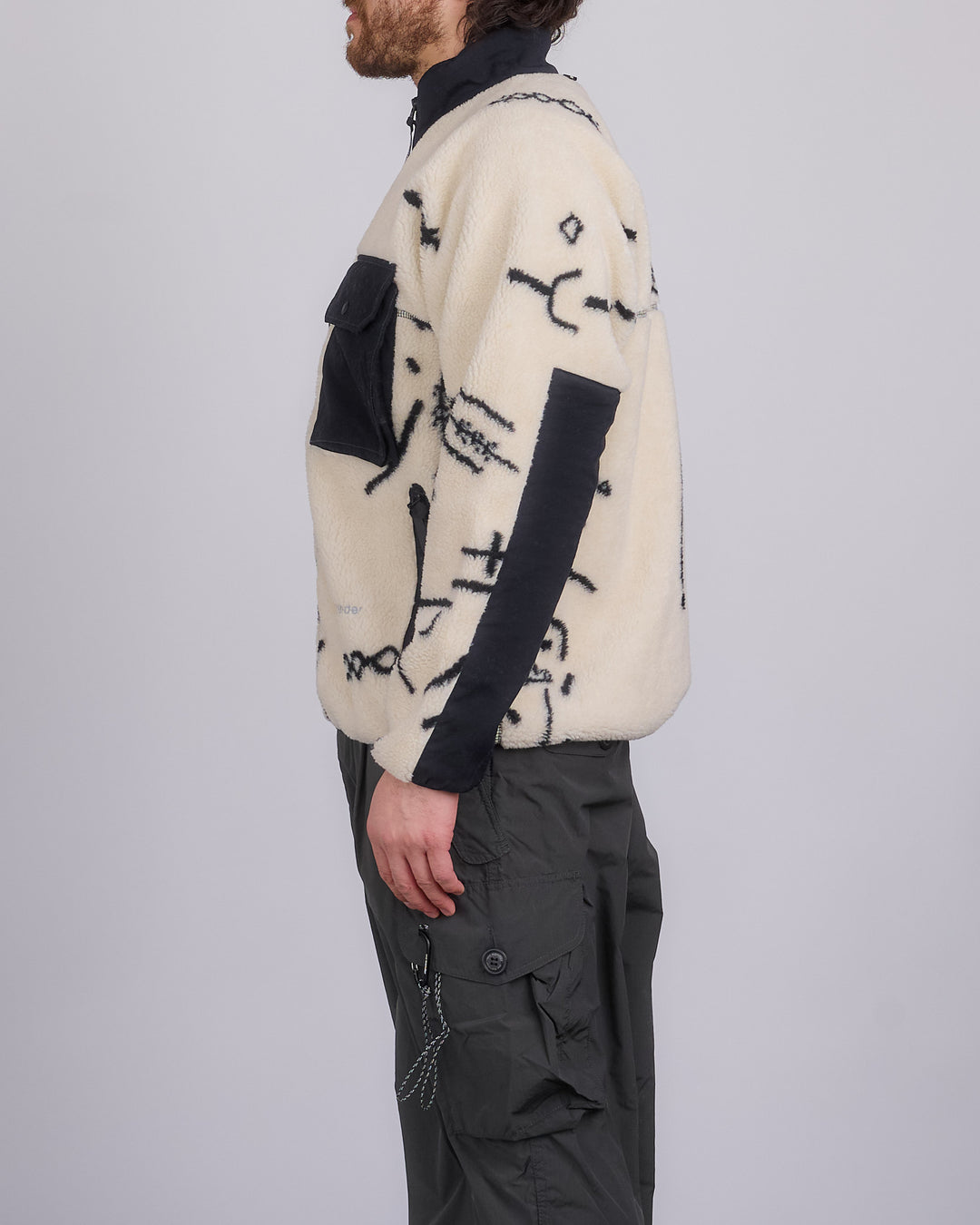 and wander Daijiro OHARA Map Key Boa Jacket Off White