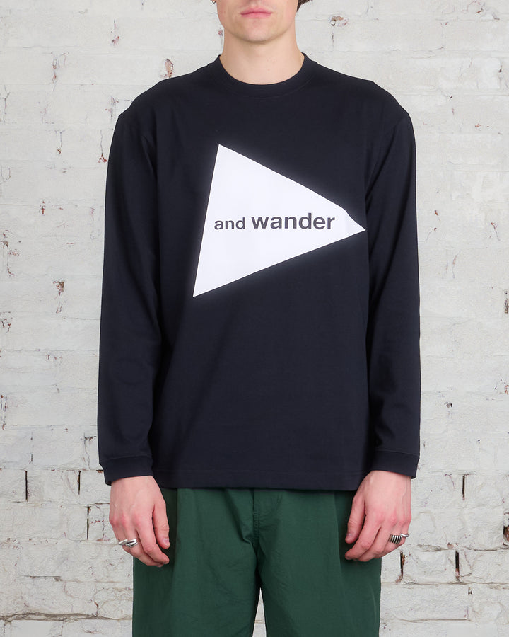 and wander Logo Long Sleeve T-Shirt Black