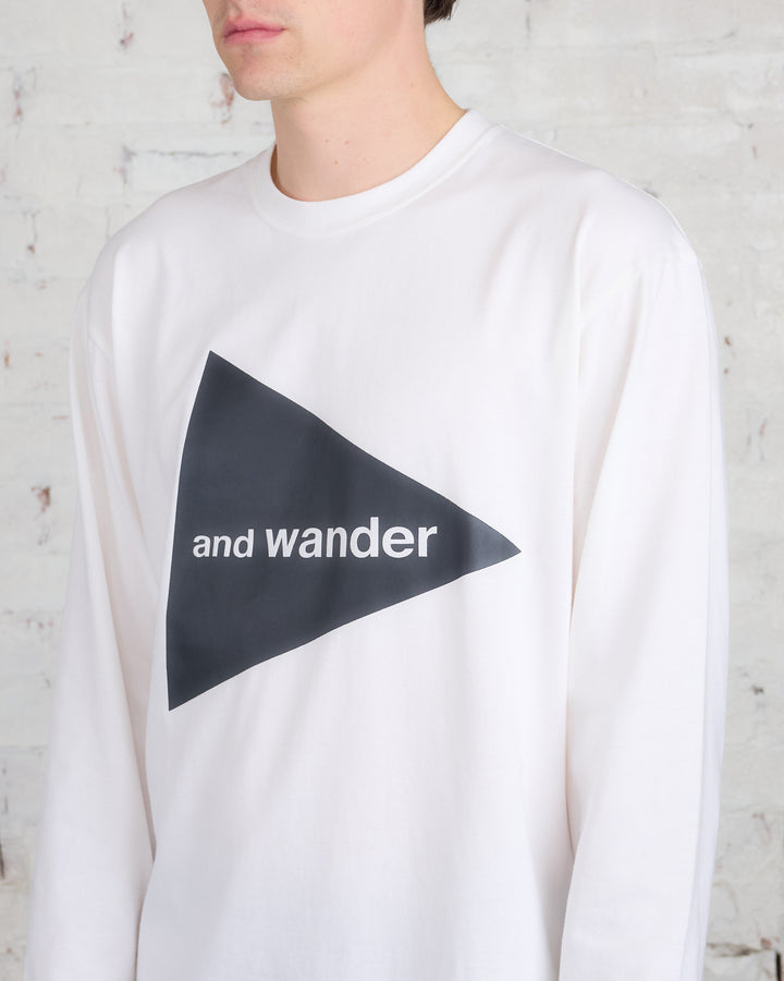 and wander Logo Long Sleeve T-Shirt White