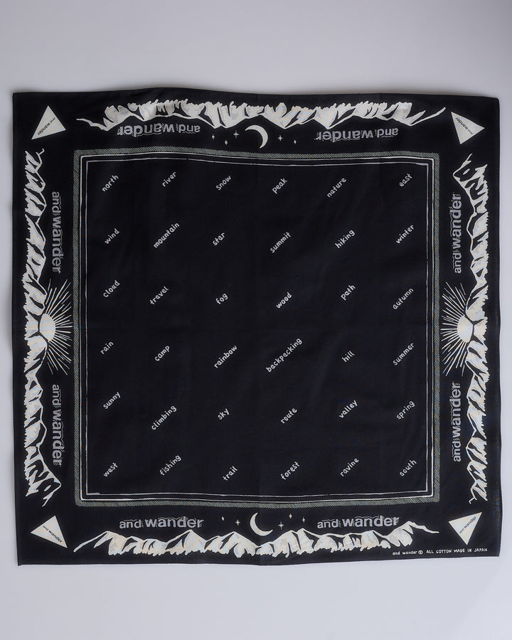 and wander Reflective Word Bandana Black