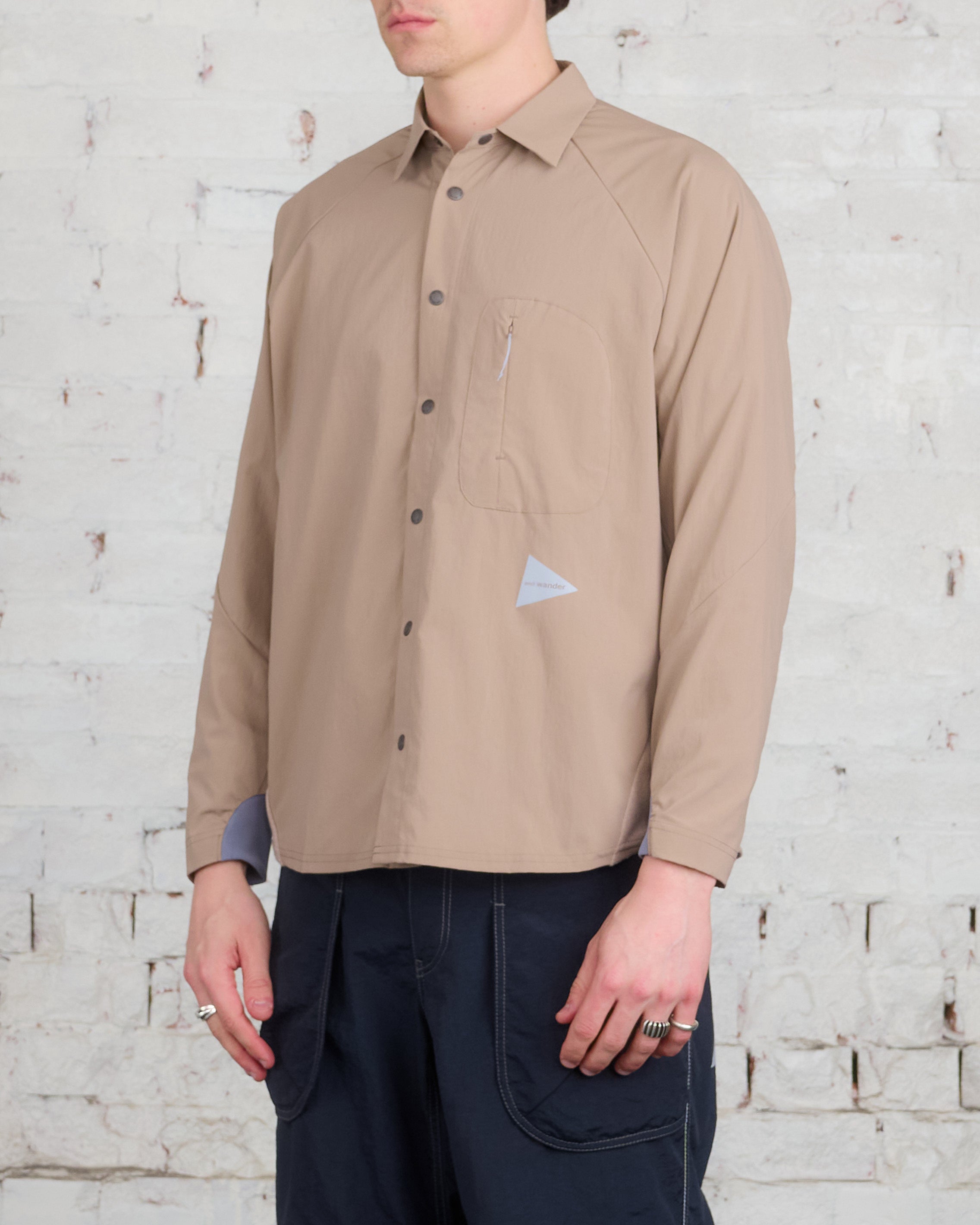 and wander Thermolite Fleece Base LS Shirt Beige