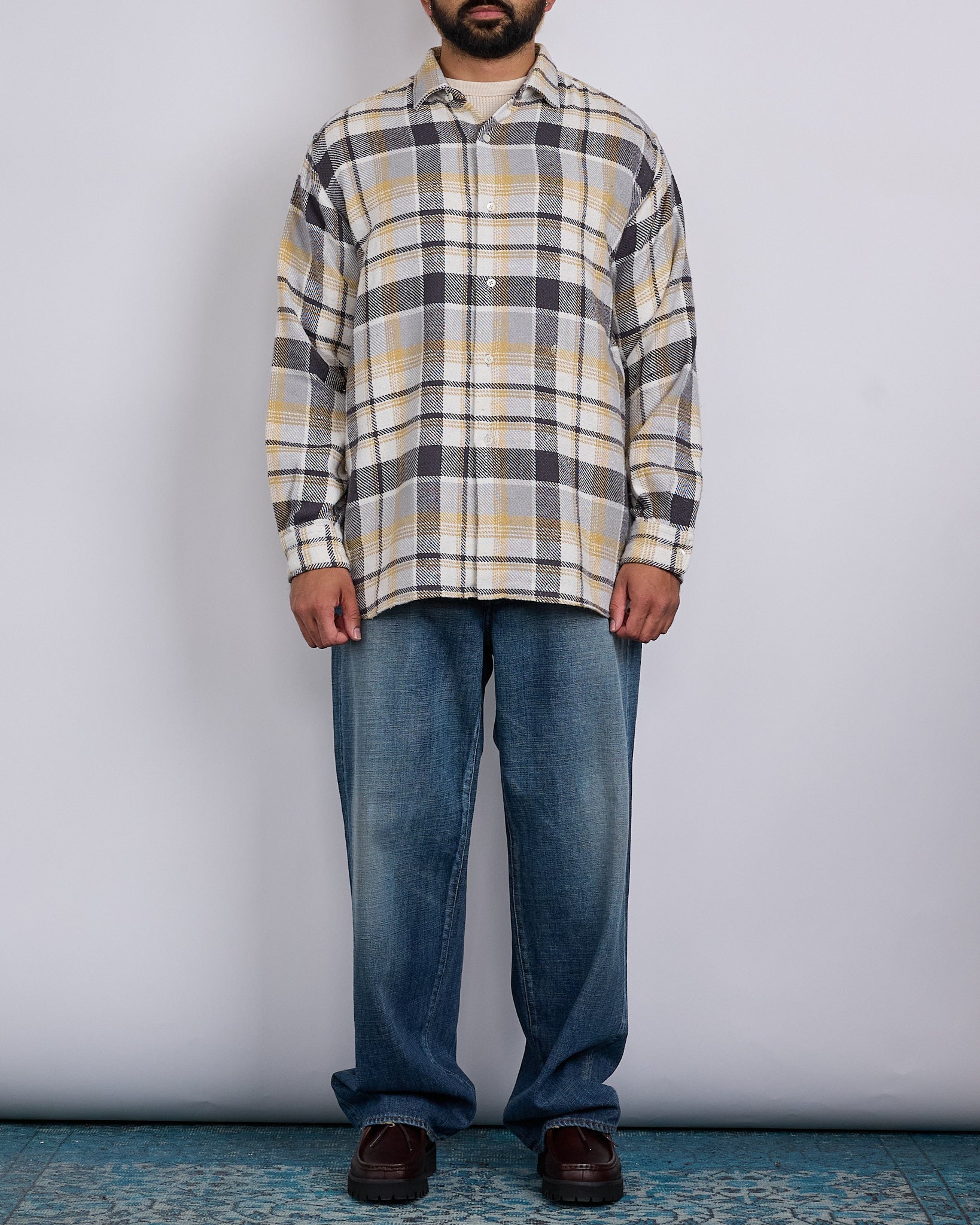 nanamica ナナミカ　Heavy Flannel Shirt nanamica Heavy Flannel Button Shirt Gray Heather Plaid – LESS 17