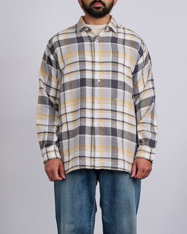 nanamica Heavy Flannel Button Shirt Gray Heather Plaid