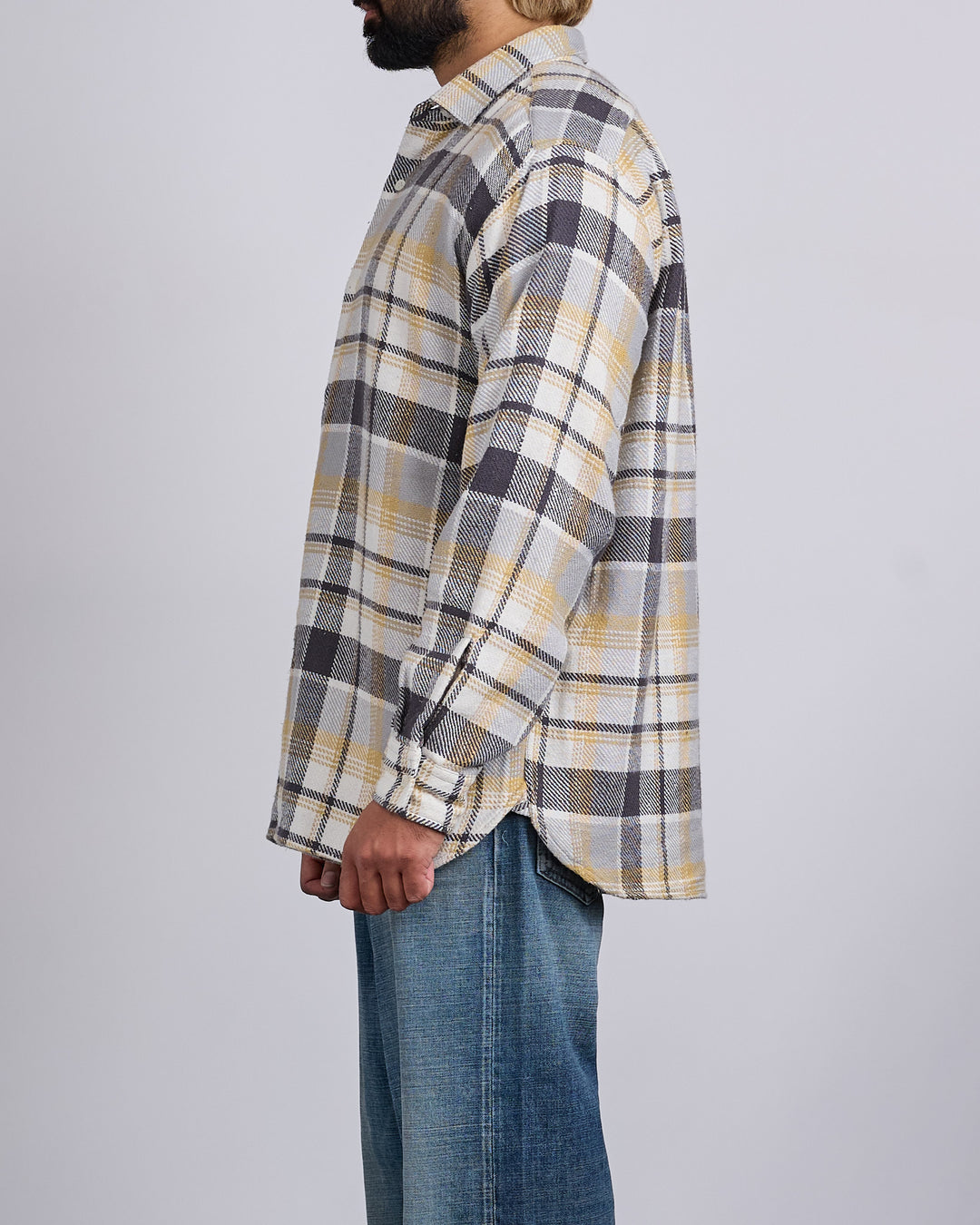 nanamica Heavy Flannel Button Shirt Gray Heather Plaid