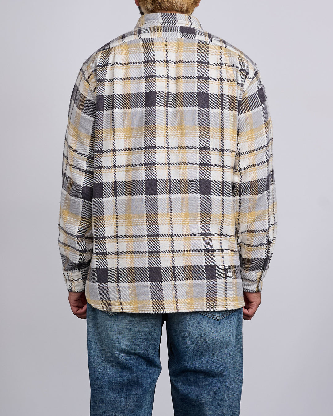 nanamica Heavy Flannel Button Shirt Gray Heather Plaid