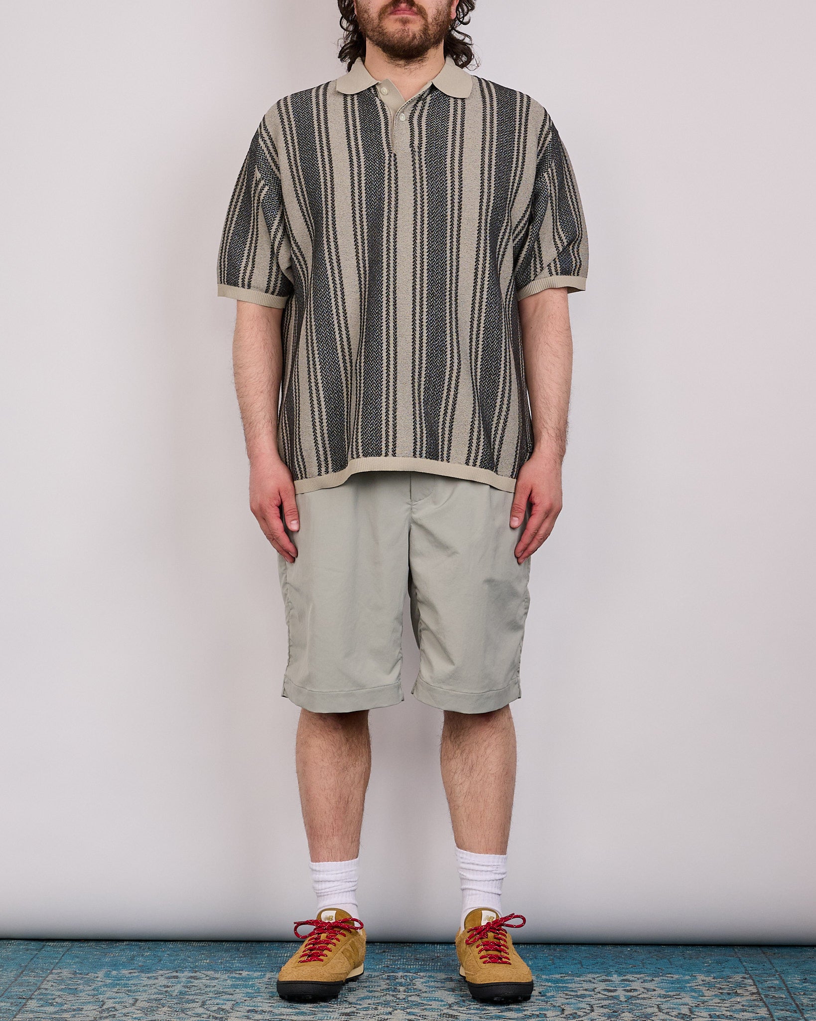 ナマチェコ　ニットポロ nanamica Knit Polo Textured Sweater Chacoal – LESS 17