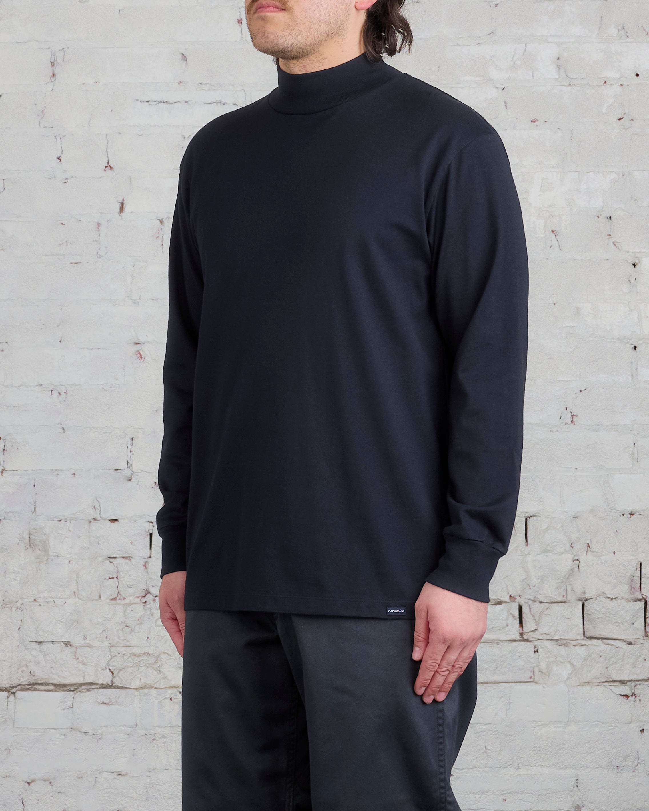 nanamica Long Sleeve Mock Neck T-Shirt Black