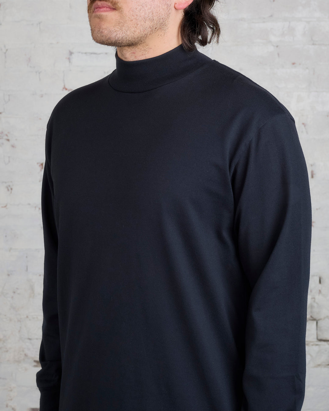 nanamica Long Sleeve Mock Neck T-Shirt Black