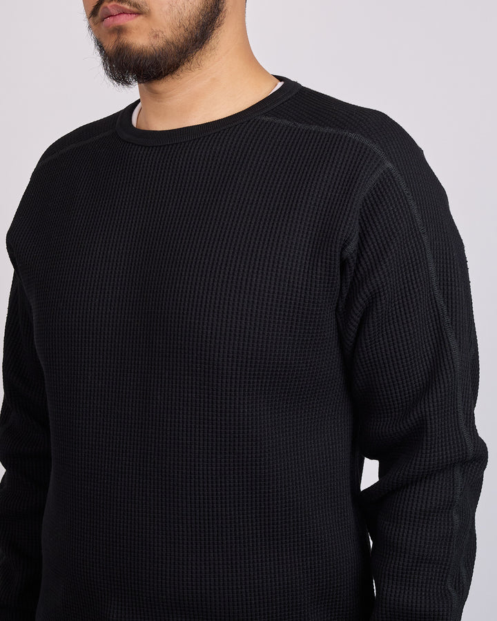 nanamica Thermal Waffle Crewneck Black