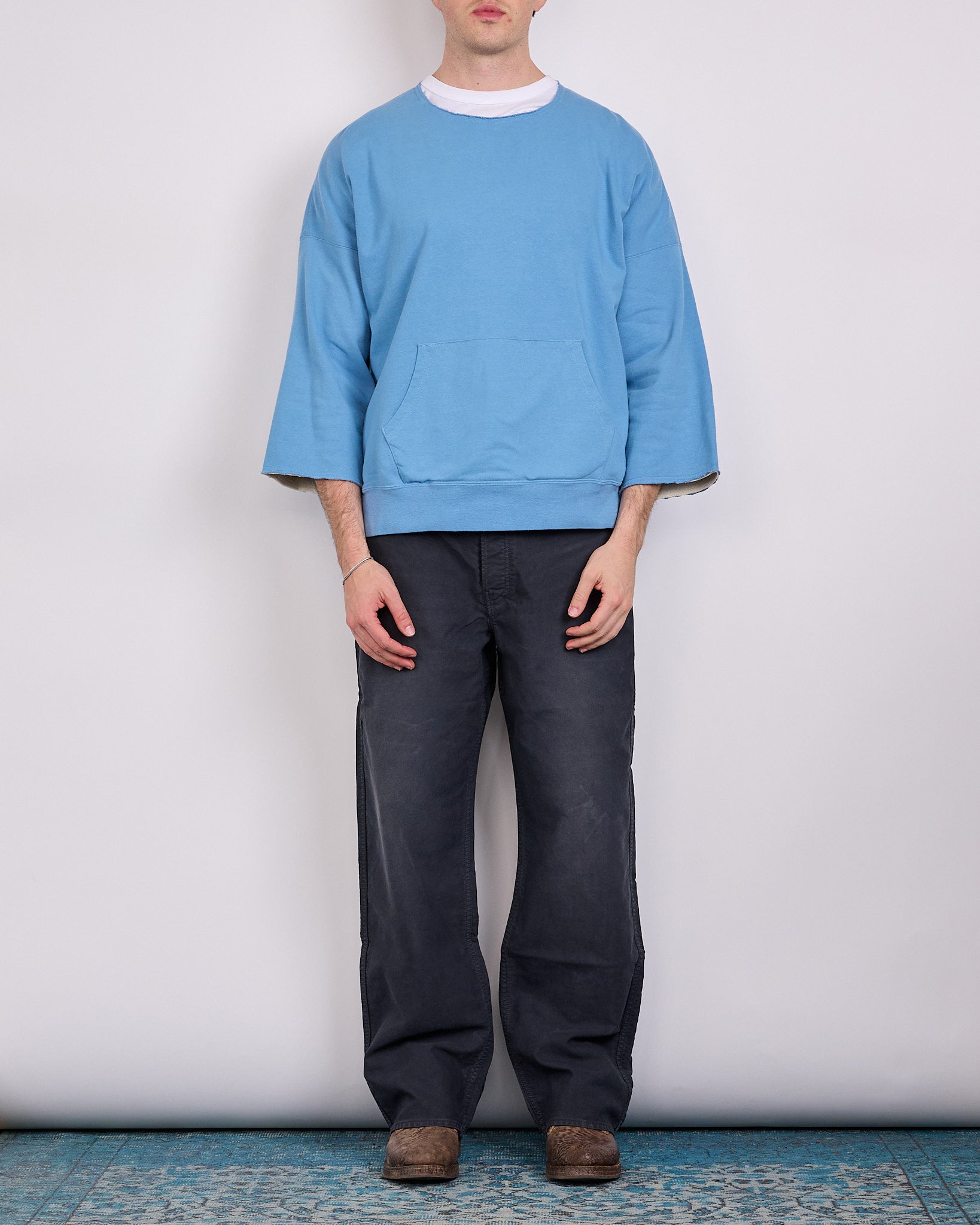 トップス visvim BURROW CREW KNIT visvim Burrow Dual Sweat Crewneck DMGD Lt.Blue – LESS 17