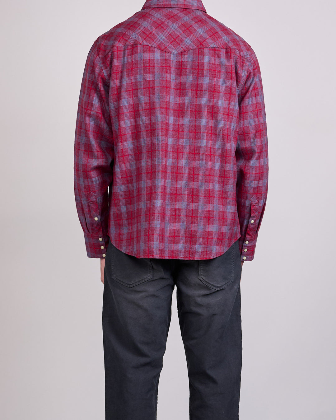 visvim Four Corners Check Long Sleeve Snap Shirt Red