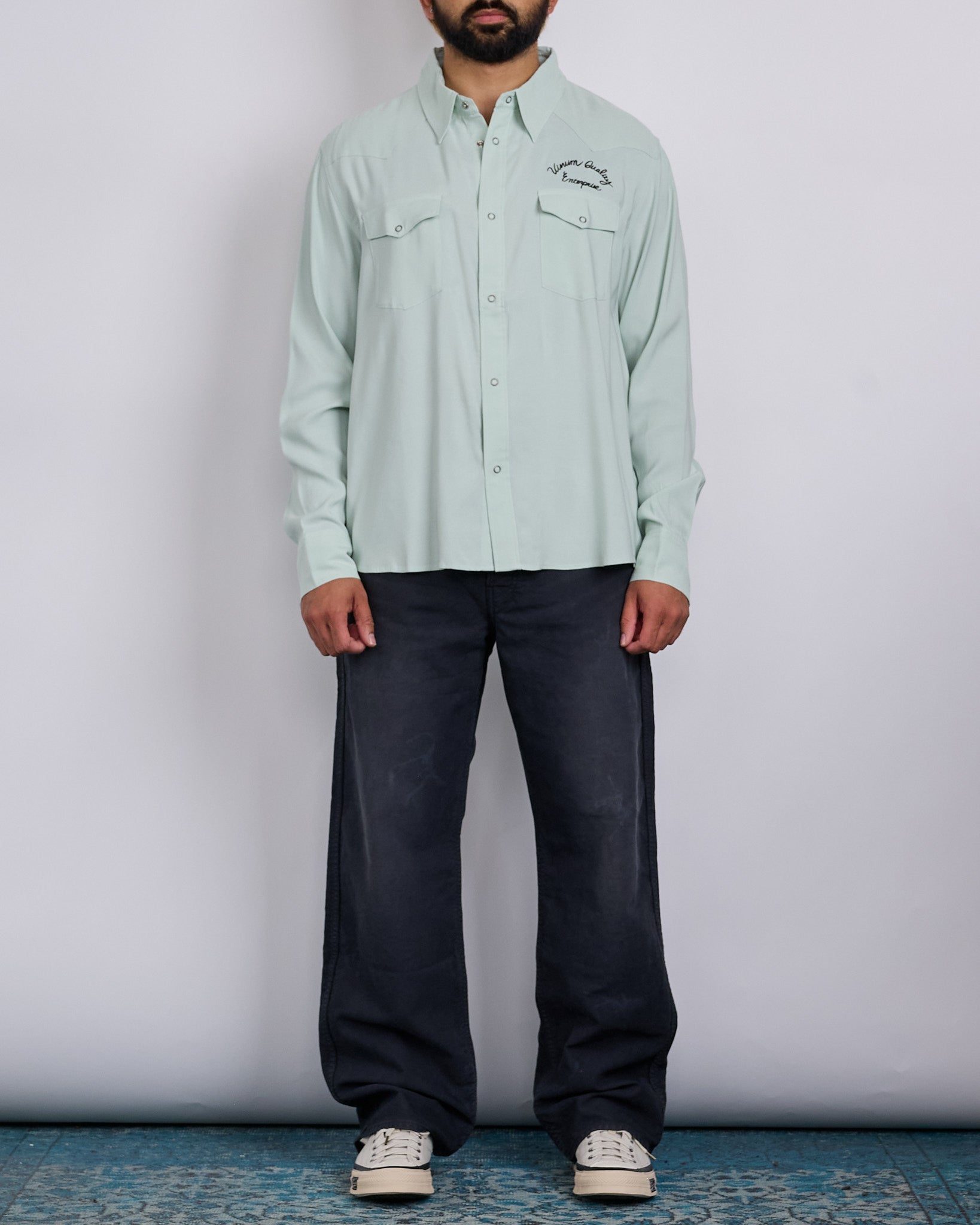 visvim Four Corners Long Sleeve Snap Shirt Lt.Green – LESS 17