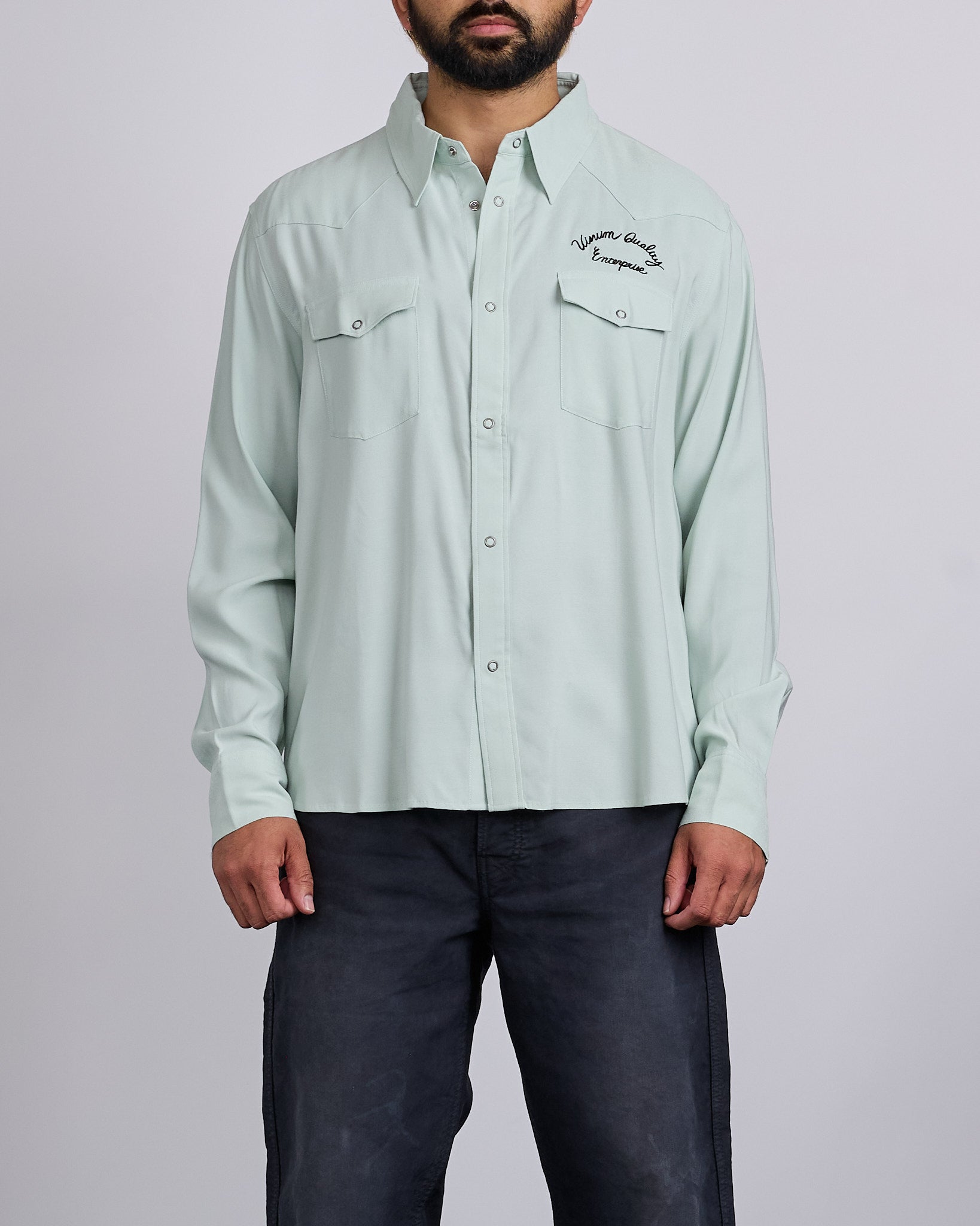 トップス visvim visvim Four Corners Long Sleeve Snap Shirt Lt.Green – LESS 17