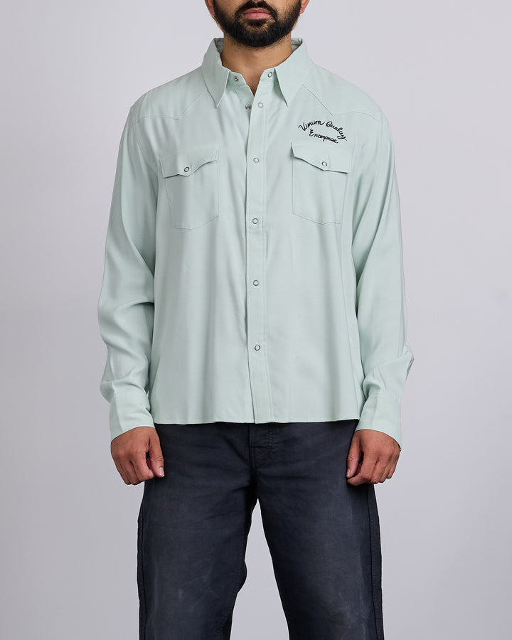 visvim Four Corners Long Sleeve Snap Shirt Lt.Green
