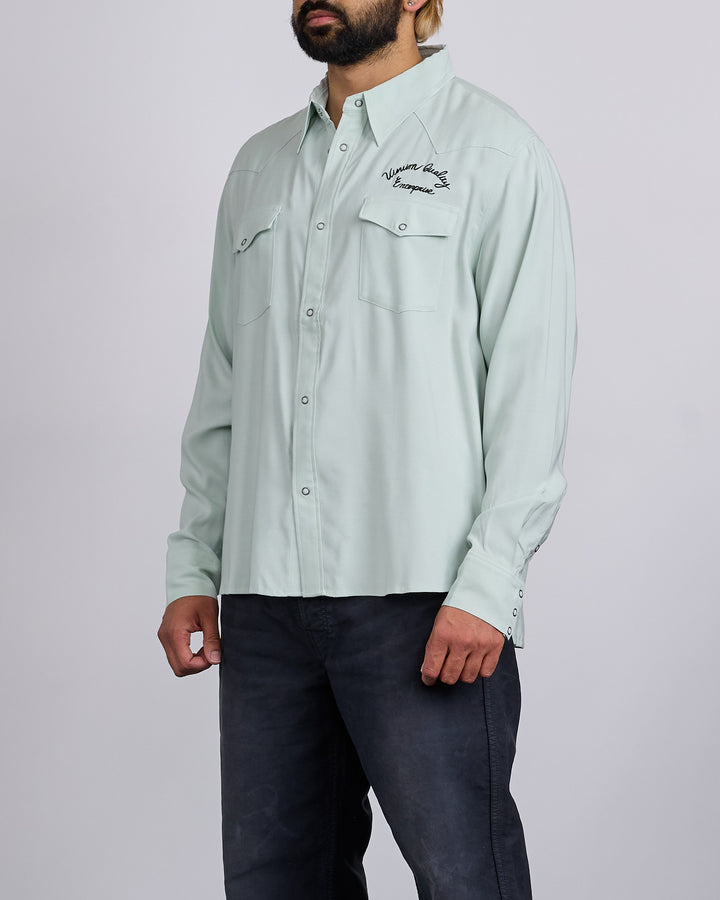 visvim Four Corners Long Sleeve Snap Shirt Lt.Green