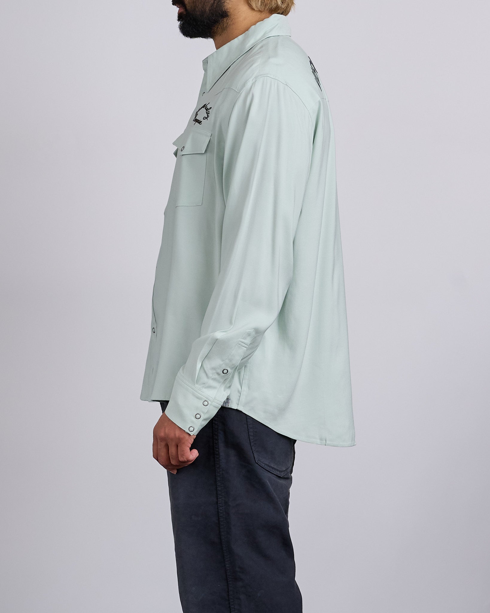 visvim Four Corners Long Sleeve Snap Shirt Lt.Green – LESS 17