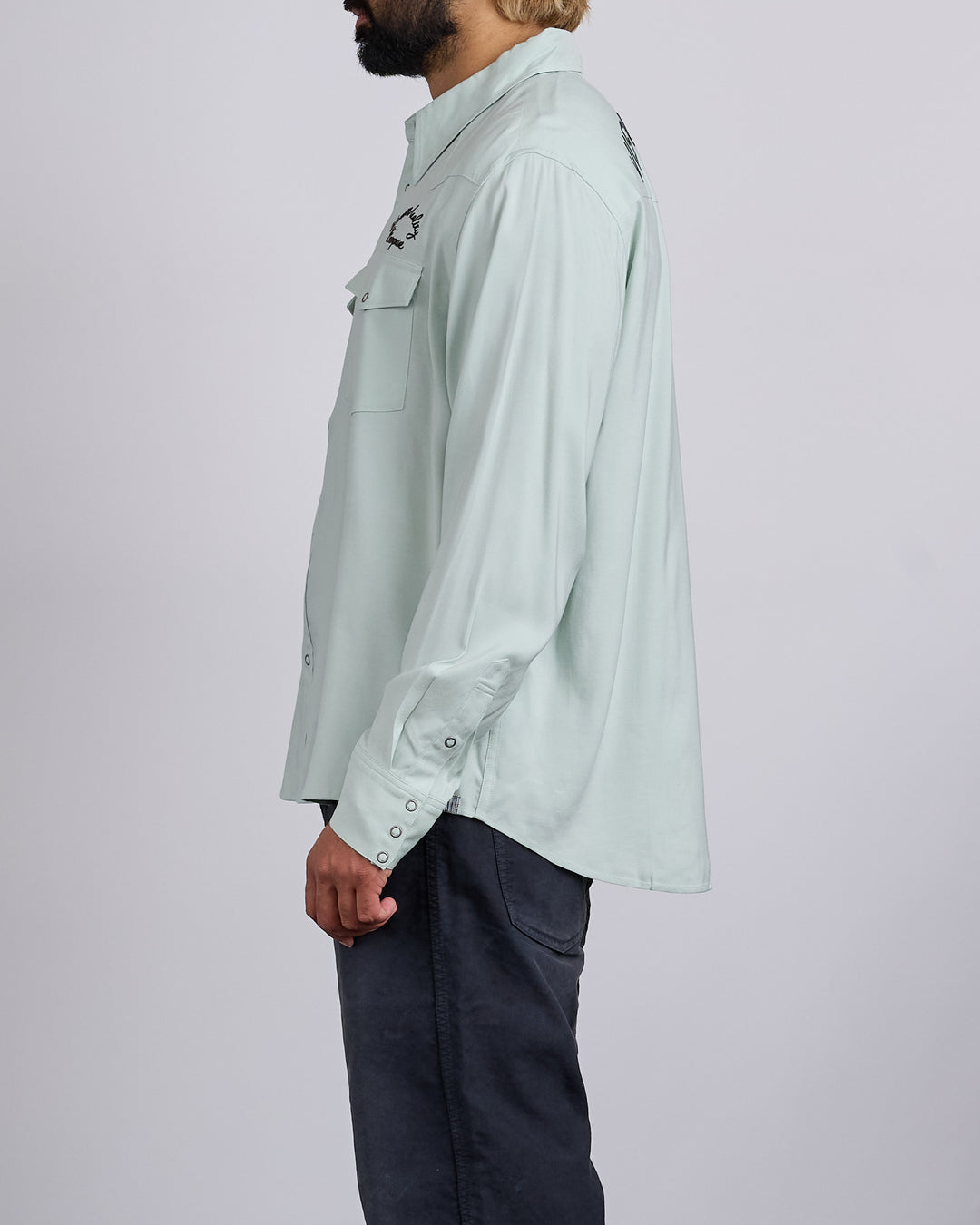 visvim Four Corners Long Sleeve Snap Shirt Lt.Green