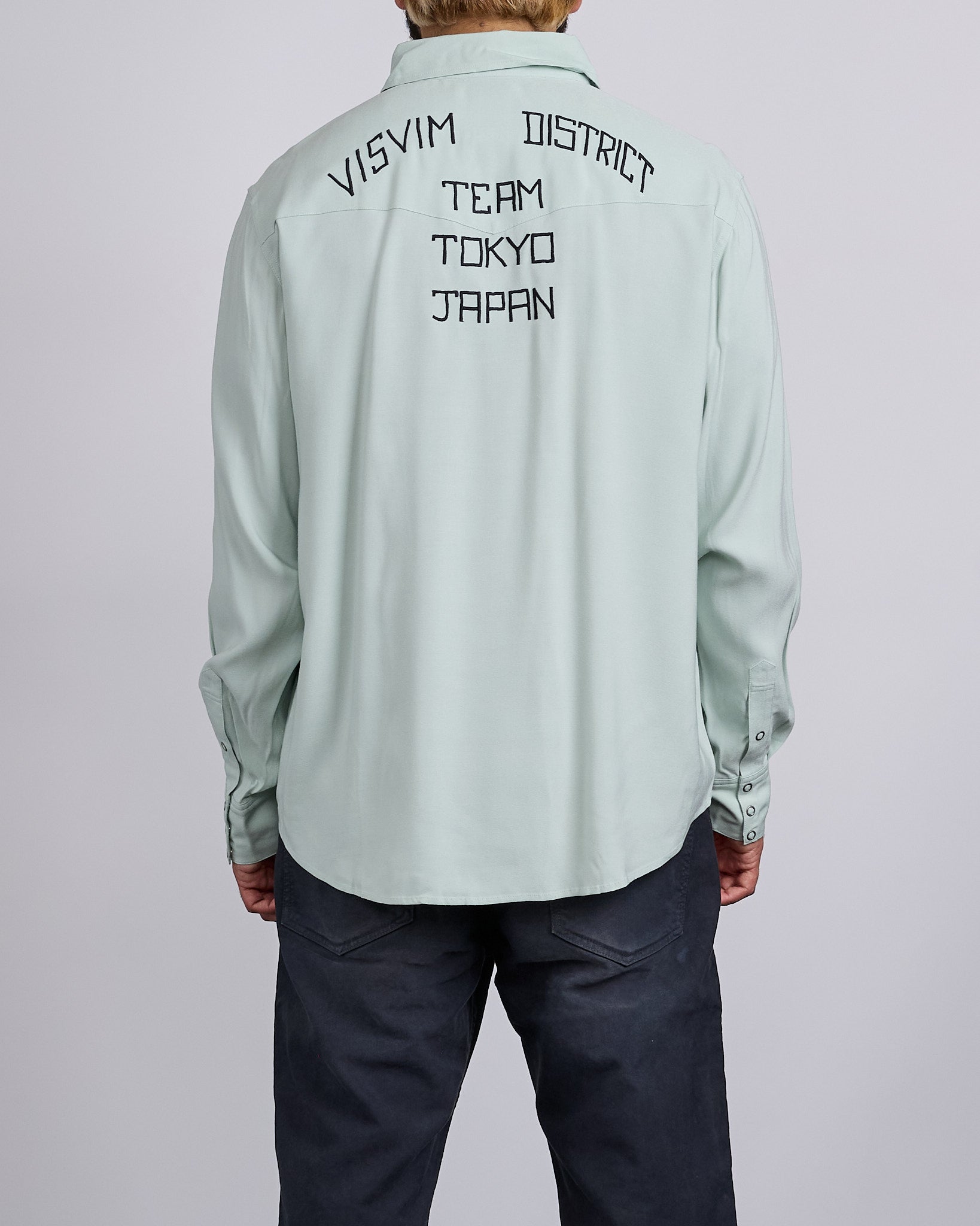 visvim Four Corners Long Sleeve Snap Shirt Lt.Green – LESS 17