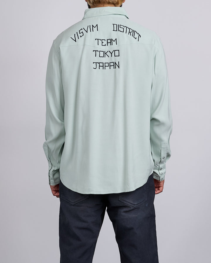 visvim Four Corners Long Sleeve Snap Shirt Lt.Green
