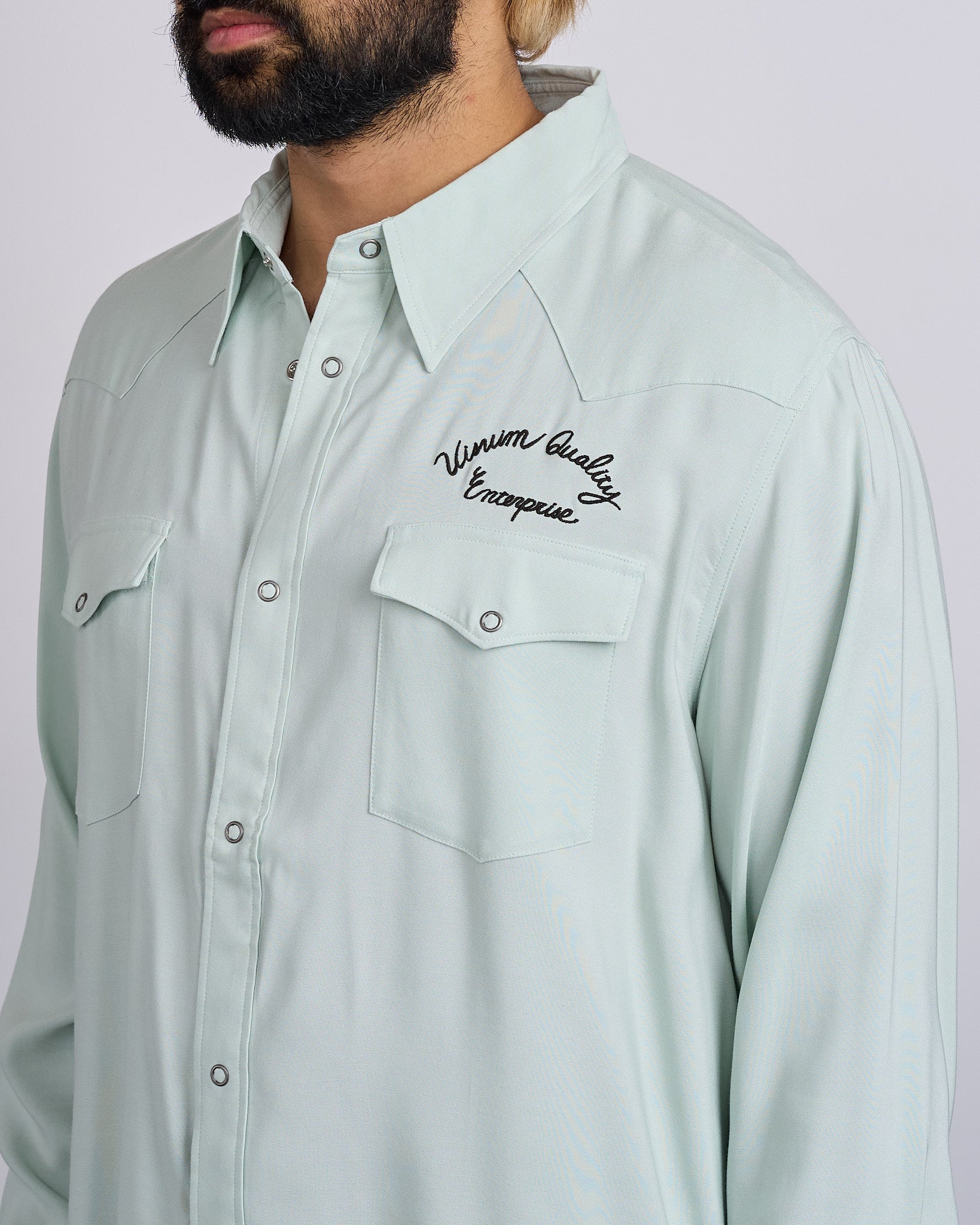 visvim Four Corners Long Sleeve Snap Shirt Lt.Green – LESS 17