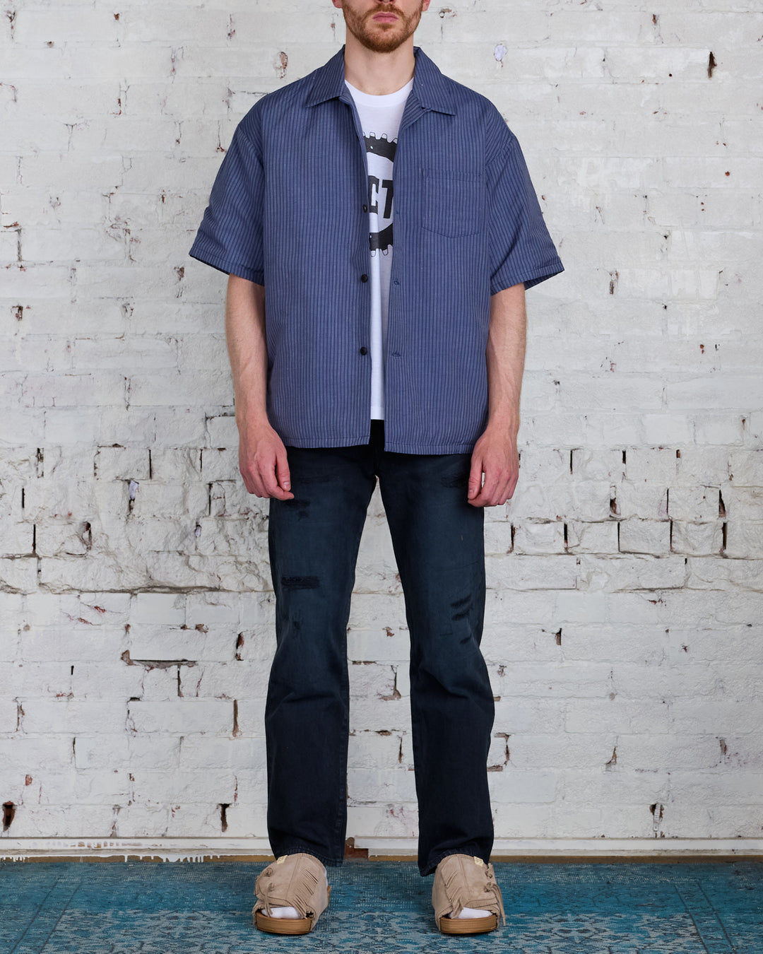 visvim I.C.T. Wallis Down Button Shirt Navy