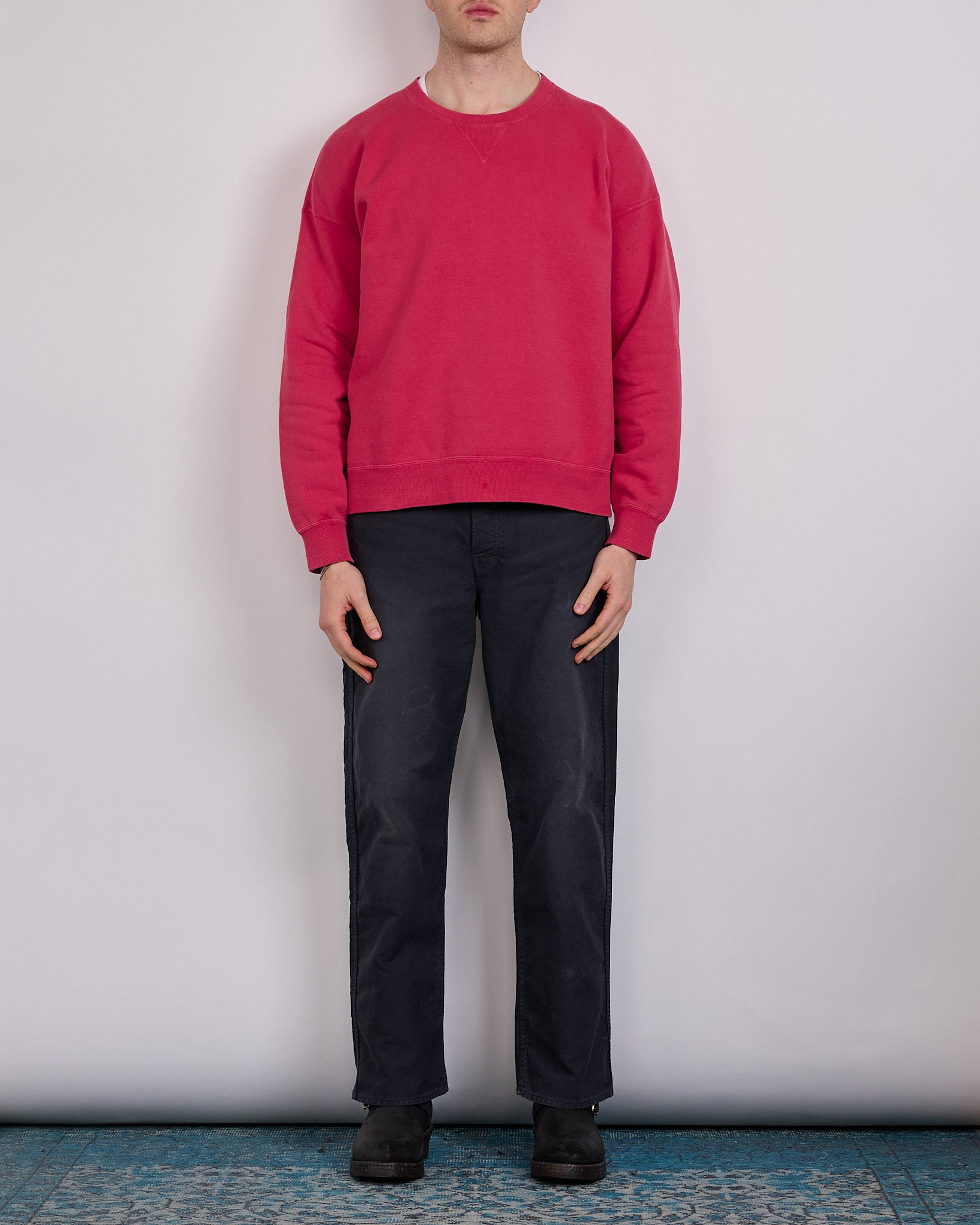 visvim Jumbo SB Crew Sweat DMGD Red – LESS 17
